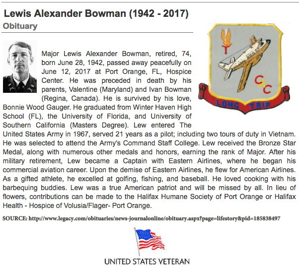 Obituary for Major Lewis Alexander Bowman, US Army, Retired Obituary for Major Lewis Alexander Bowman, US Army, Retired