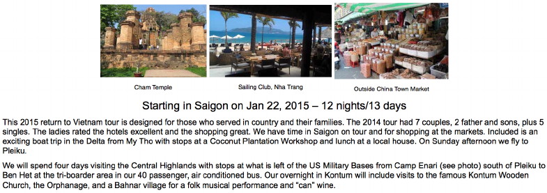 Back to Vietnam Tour 2015 Back to Vietnam Tour 2015